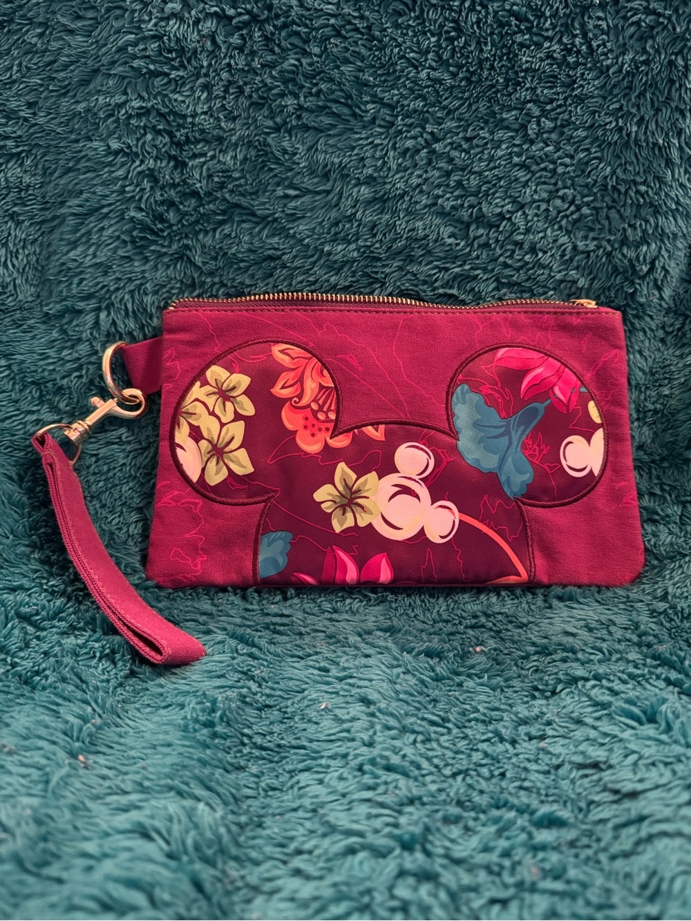 Disney Hawaiian Floral Mickey Ear Wristlet